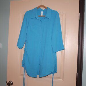 AQUA RUCHED SWIMSUIT COVER UP WOMENS SZ LARGE